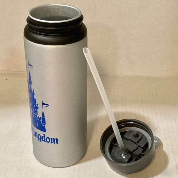 Vintage Disney Magic Kingdom Metal Water Bottle Cinderella Castle Gray Blue 25oz - Picture 7 of 14